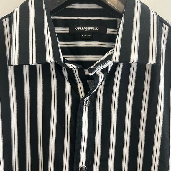 Black and White Striped Men's Shirt - Picture 4 of 8